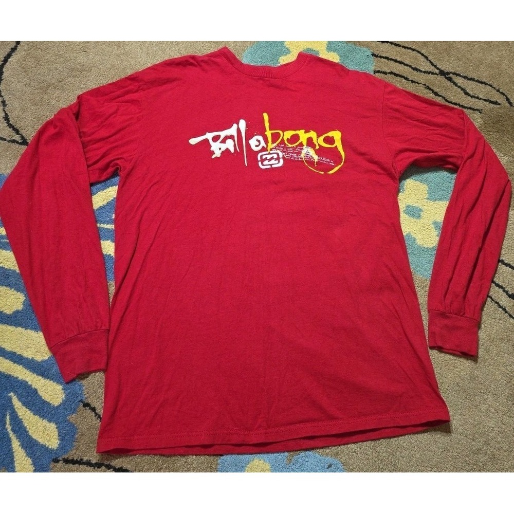 VTG 90s Y2K Billabong Surf T-Shirt Mens Red Graphic LS Surfing Crew Neck - L